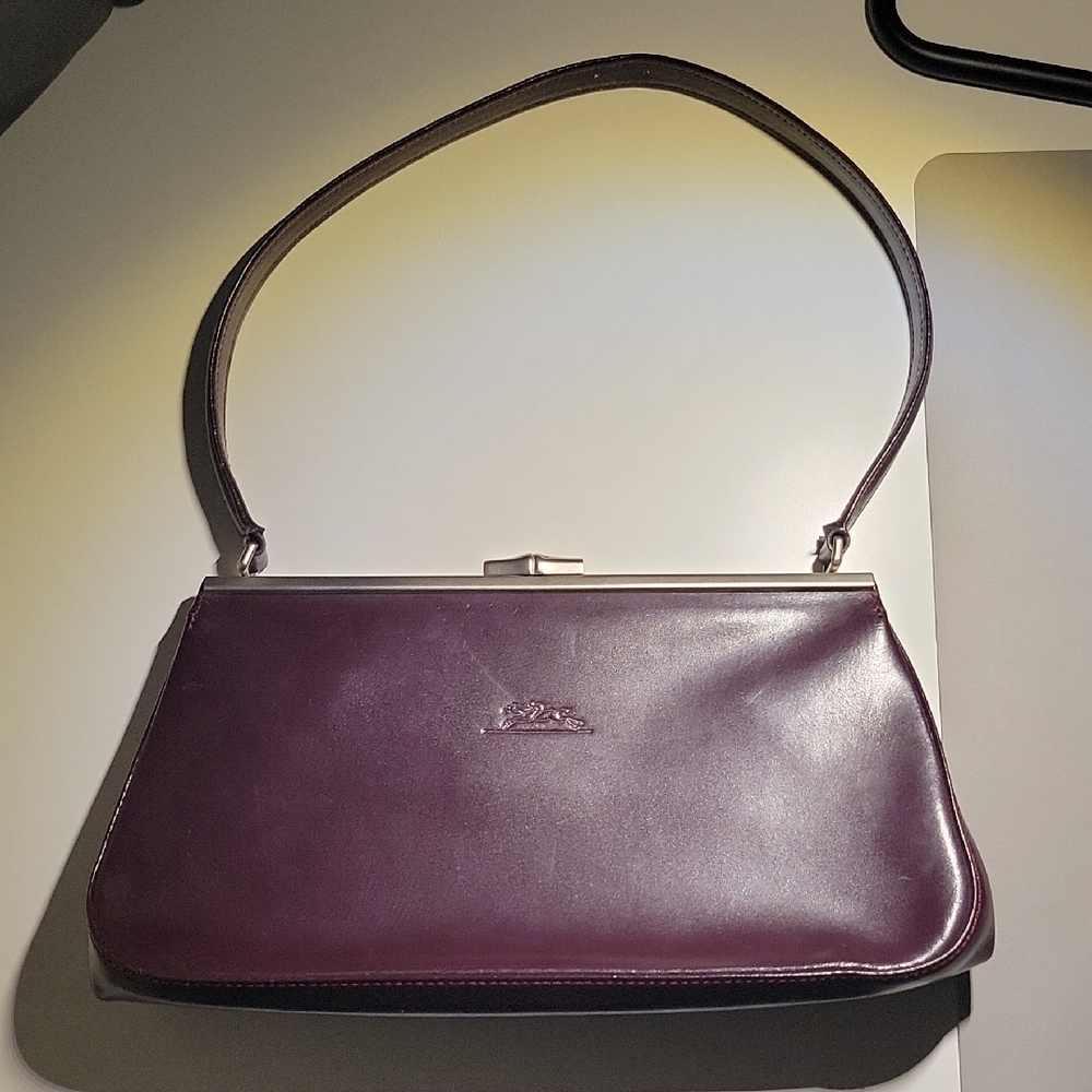 Longchamp Deep Purple Leather Shoulder Bag